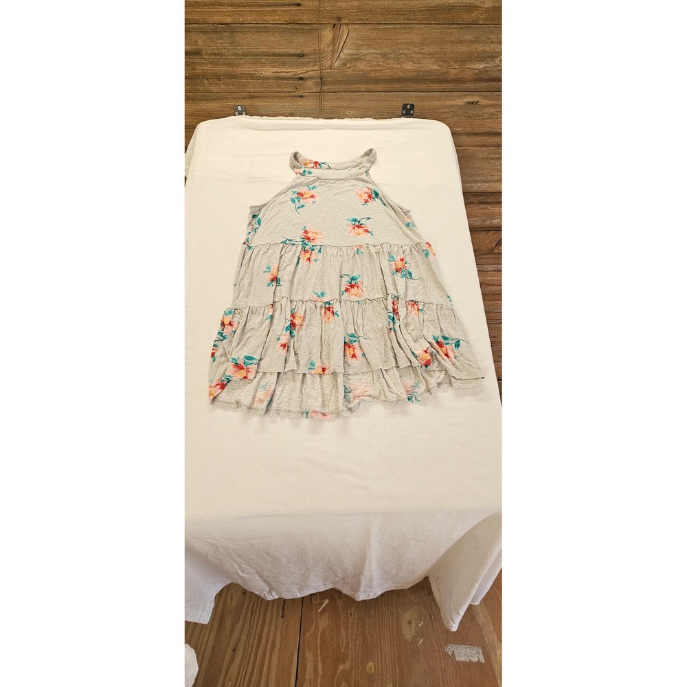 Torrid Super Soft Knits Floral Tiered Babydoll Tank Top Gray Womens Plus Size 1